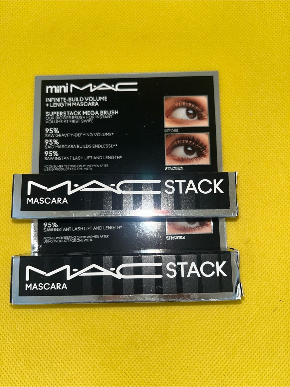 MAC Mini Stack Mascara Infinite Build Volume Black 0.27 oz / 8ml New In Box X2